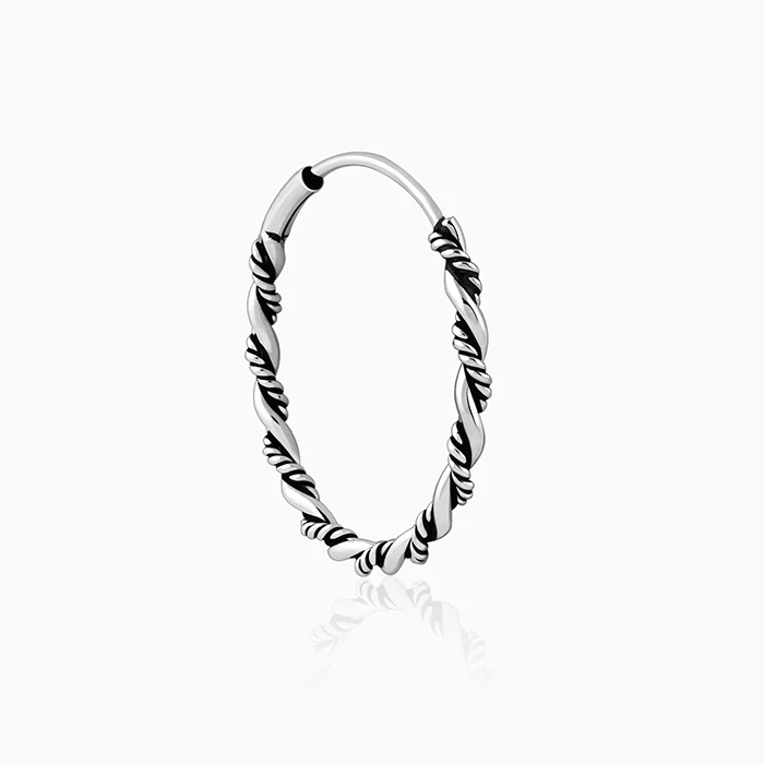 Oxidised Silver Twist Hoop Earrings - Image 4
