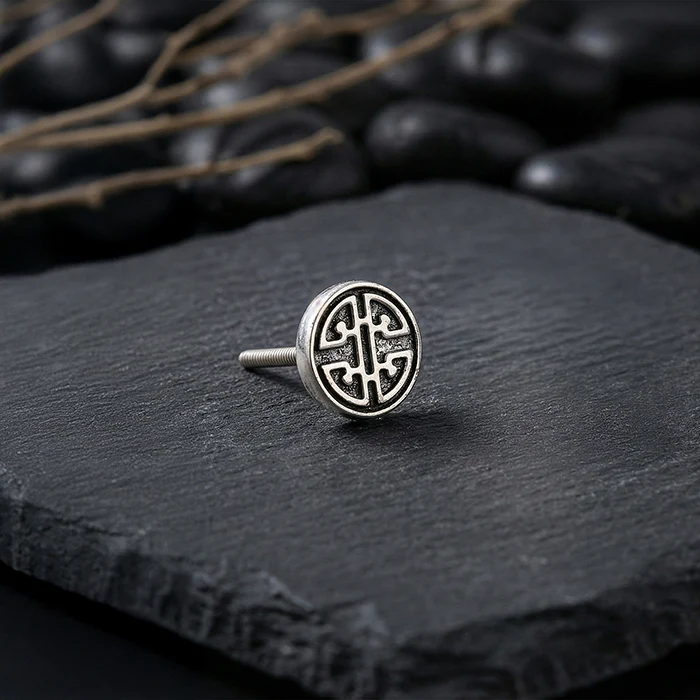 Oxidised Zen Circle Stud For Him - Image 3