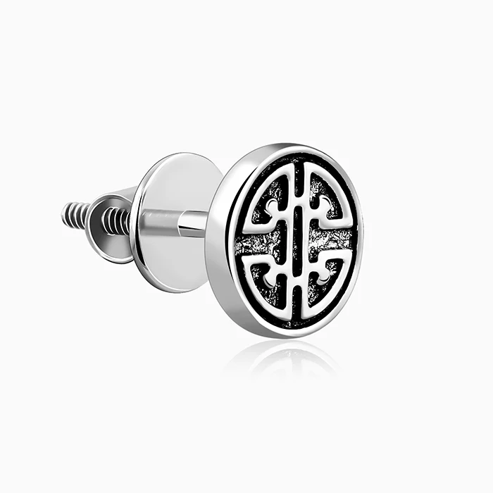 Oxidised Zen Circle Stud For Him - Image 6