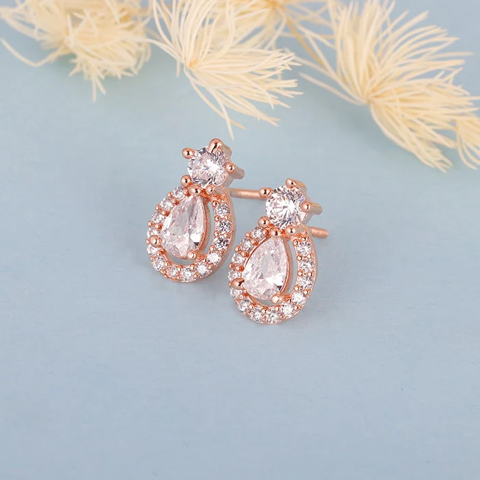 Rose Gold Elegant Pear Drop Earrings - Image 2