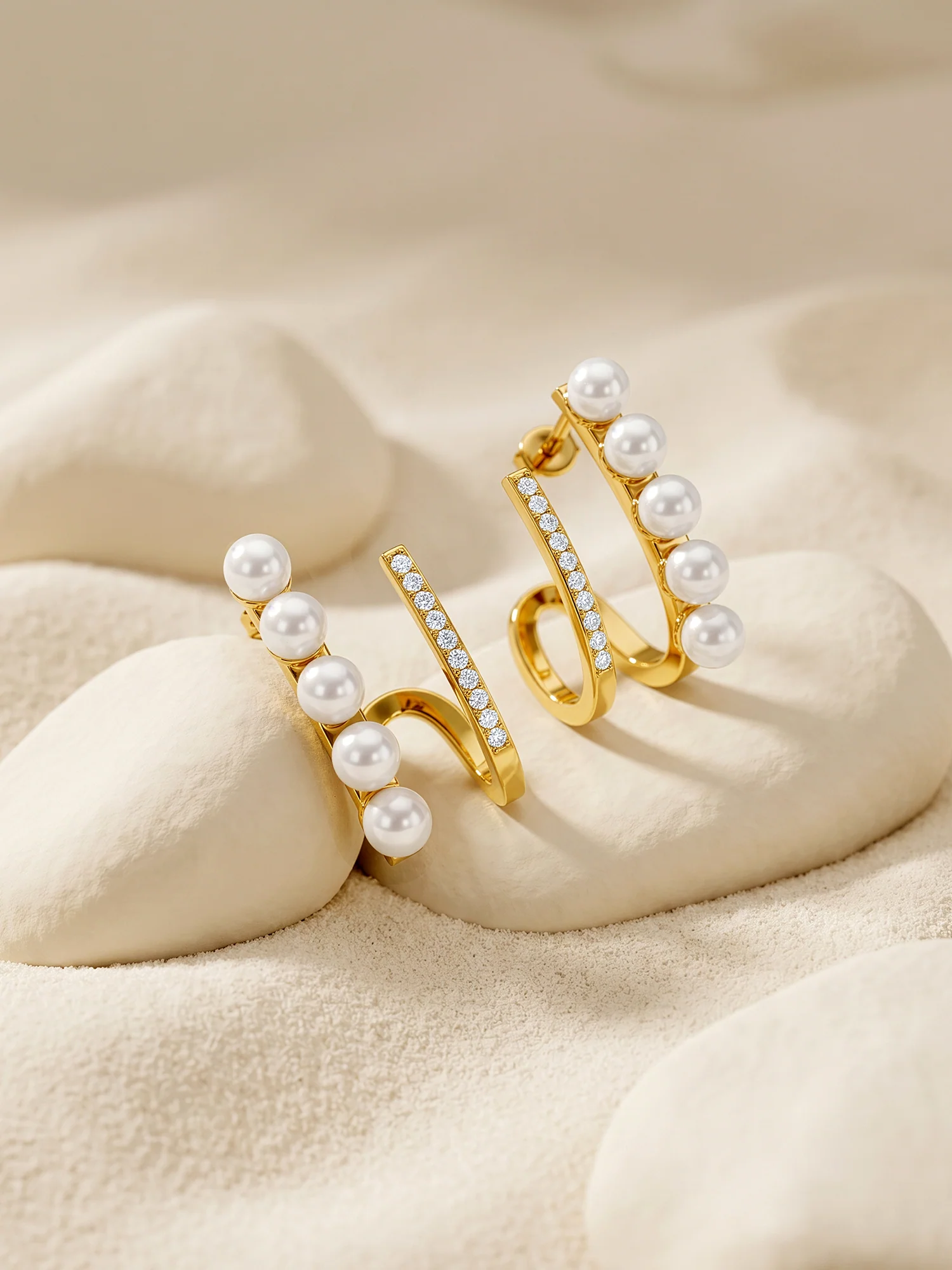 Pearl Core Gold Plated Earrings - Image 2