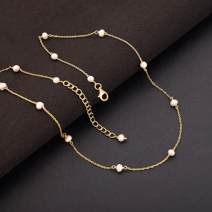 Golden Minimal Pearl Necklace - Image 2