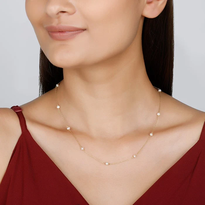Golden Minimal Pearl Necklace - Image 3