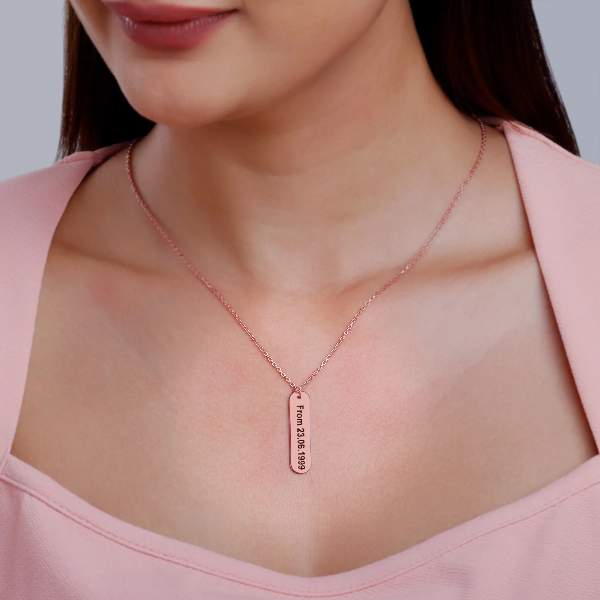 Personalised Rose Gold Charming Two Sided Necklace - Image 9