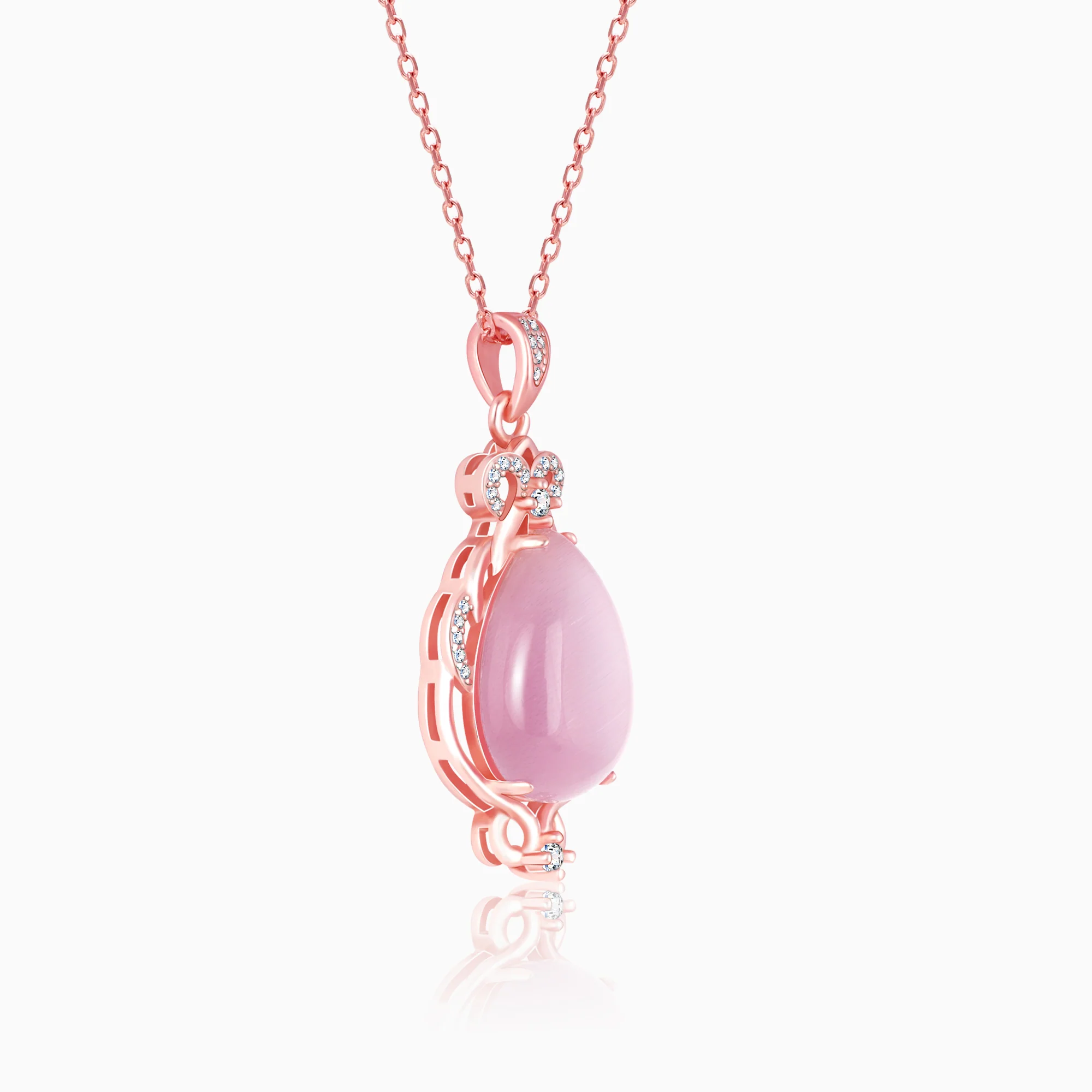 Rose Gold Pink Pendant with Link Chain - Image 4