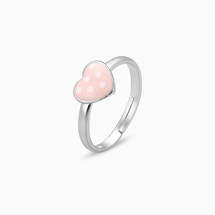 Silver Baby Pink Love Kids Ring - Image 4