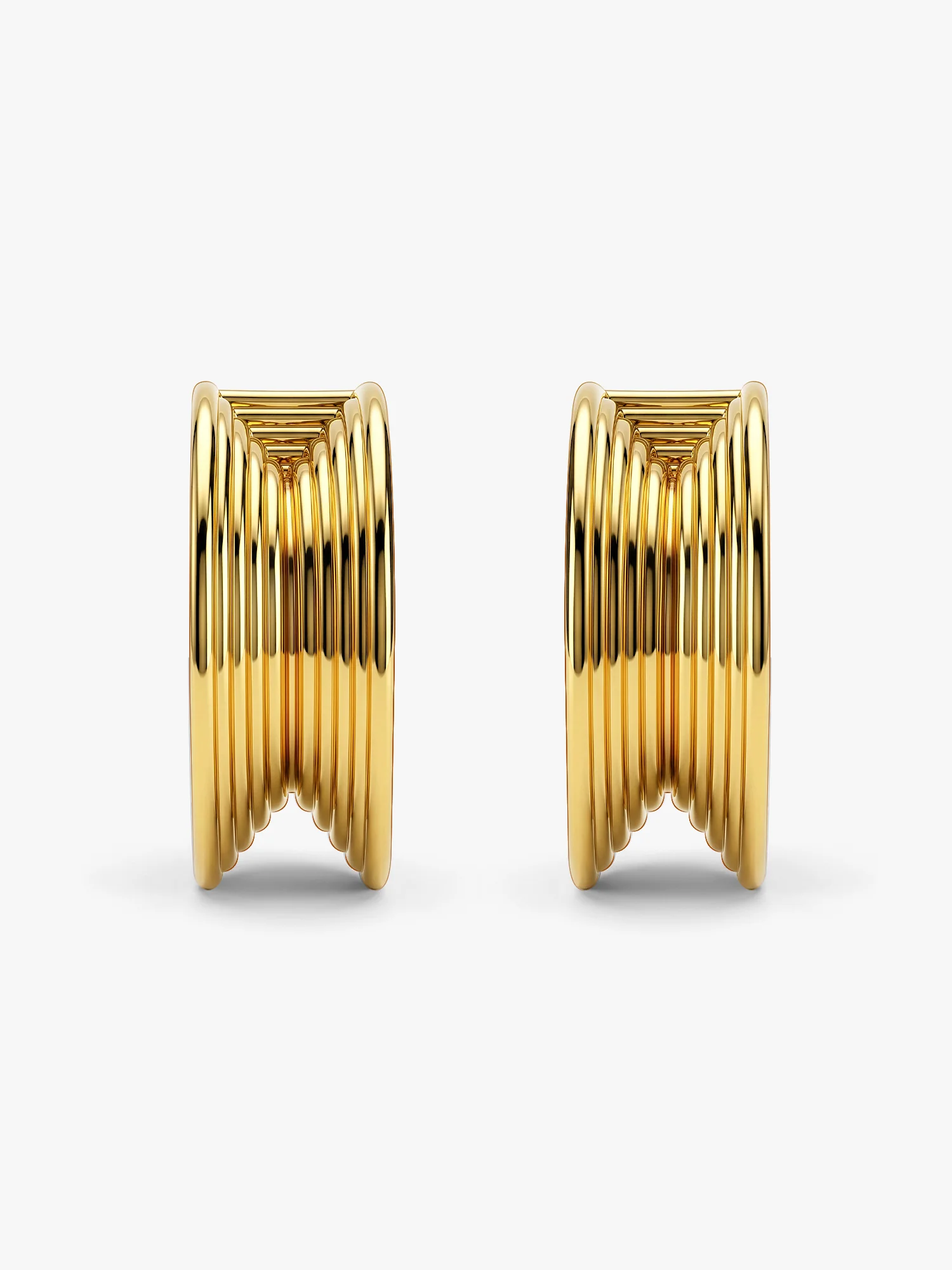 Ridge Stack Gold Plated Hoop Earrings - Image 4