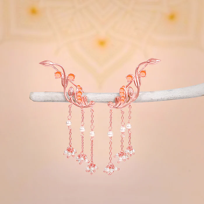 Rose Gold Admiring Climber Earrings - Image 2