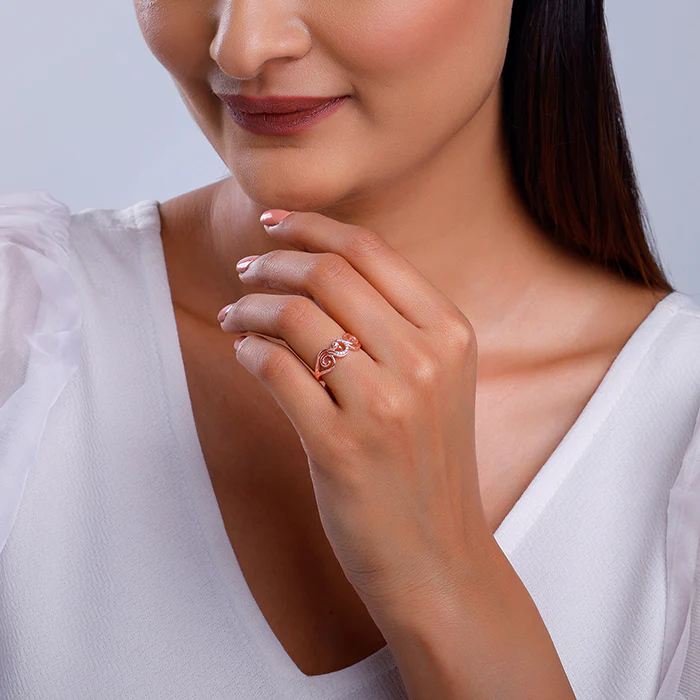 Rose Gold Admiring Peacock Ring - Image 3