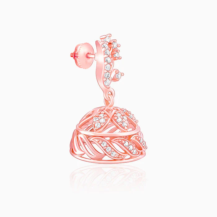 Rose Gold Ajmer Jhumki Earrings - Image 4