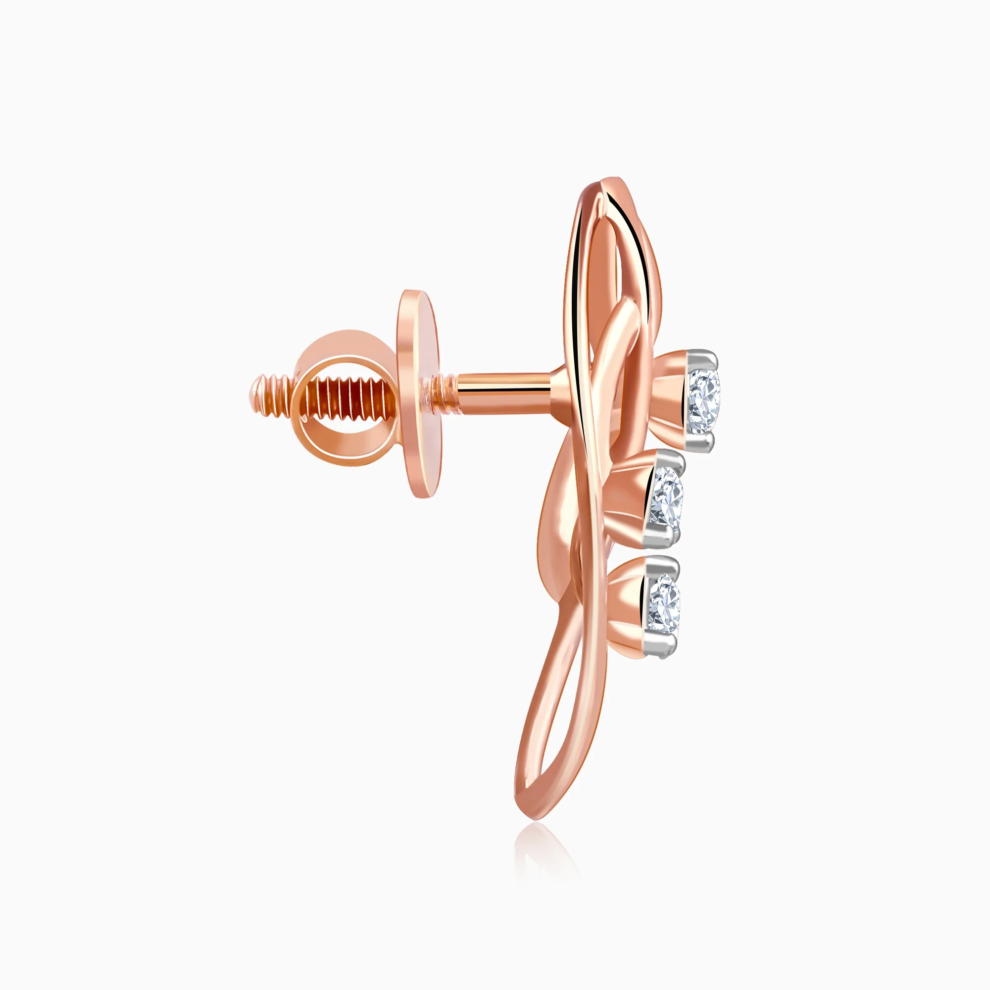 Rose Gold Amara Leaf Lab Grown Diamond Studs - Image 5