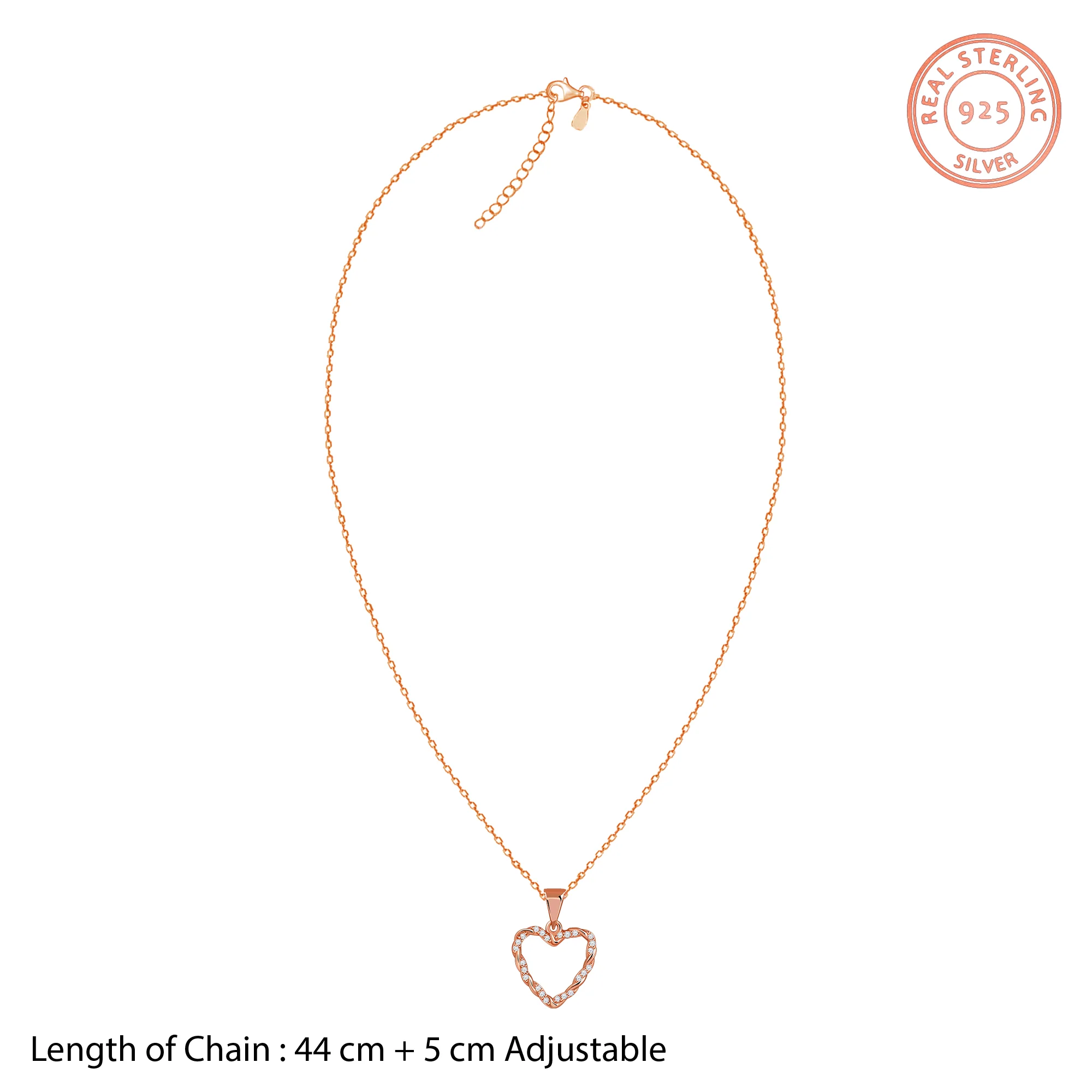 Rose Gold Amora Gleam Pendant with Link Chain - Image 5