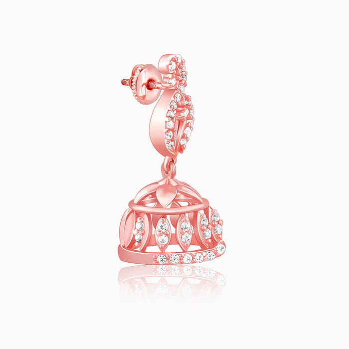 Rose Gold Amroha Jhumki Earrings - Image 4