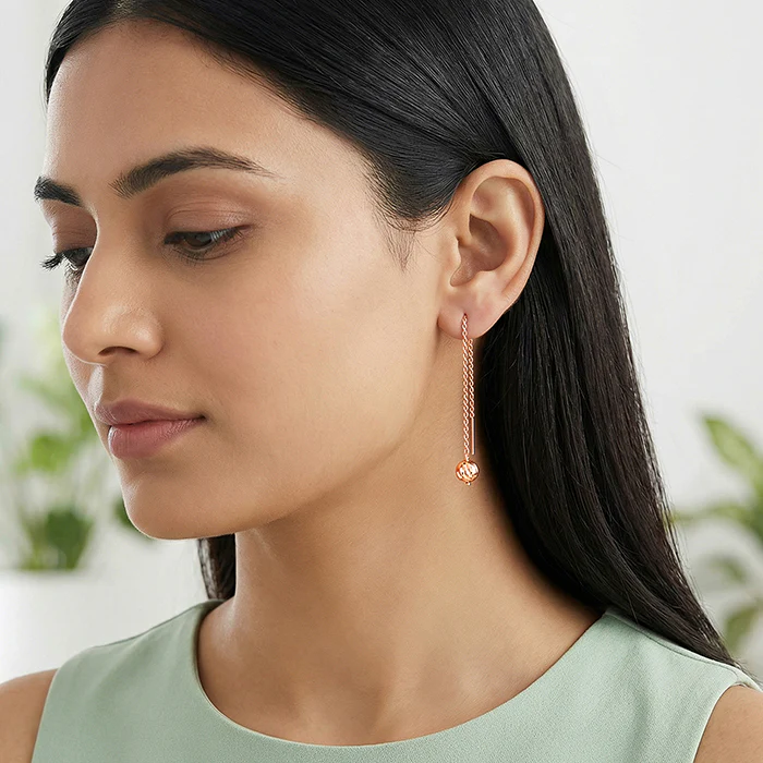 Rose Gold Aperture Sui Dhaga Earrings - Image 3