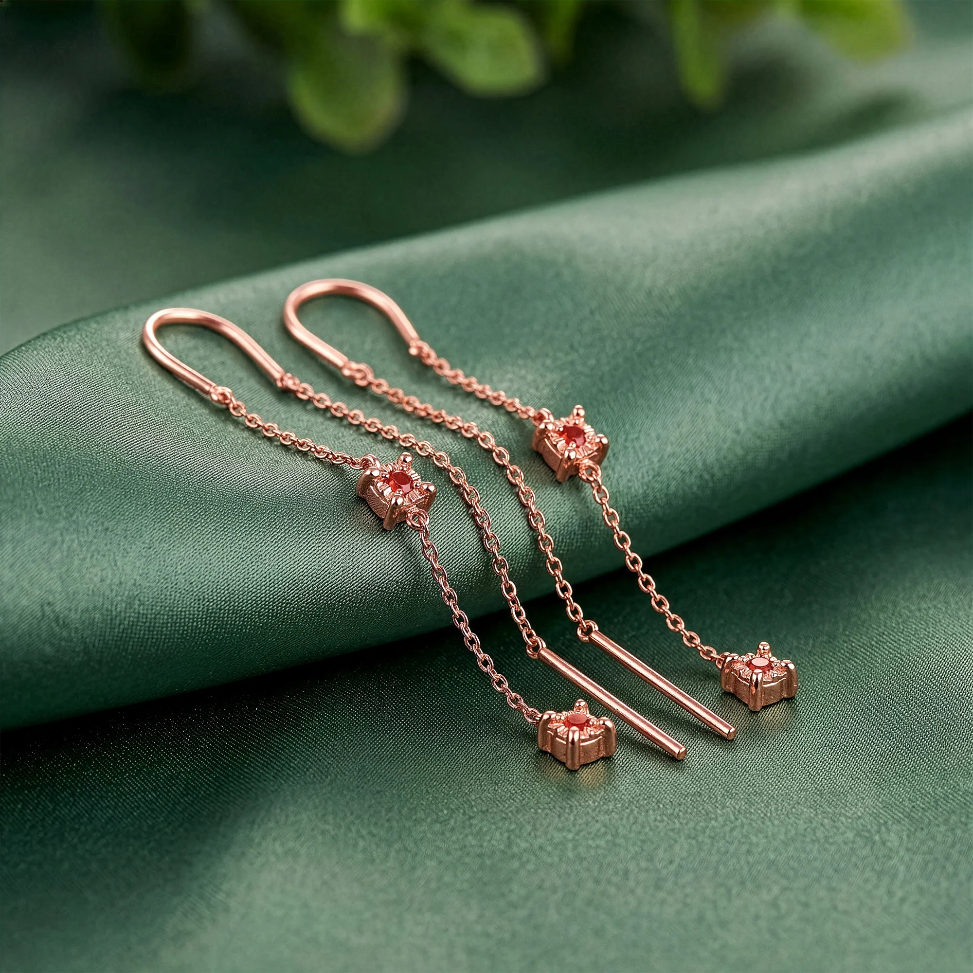 Rose Gold Arinniti Sui Dhaga Earrings - Image 2