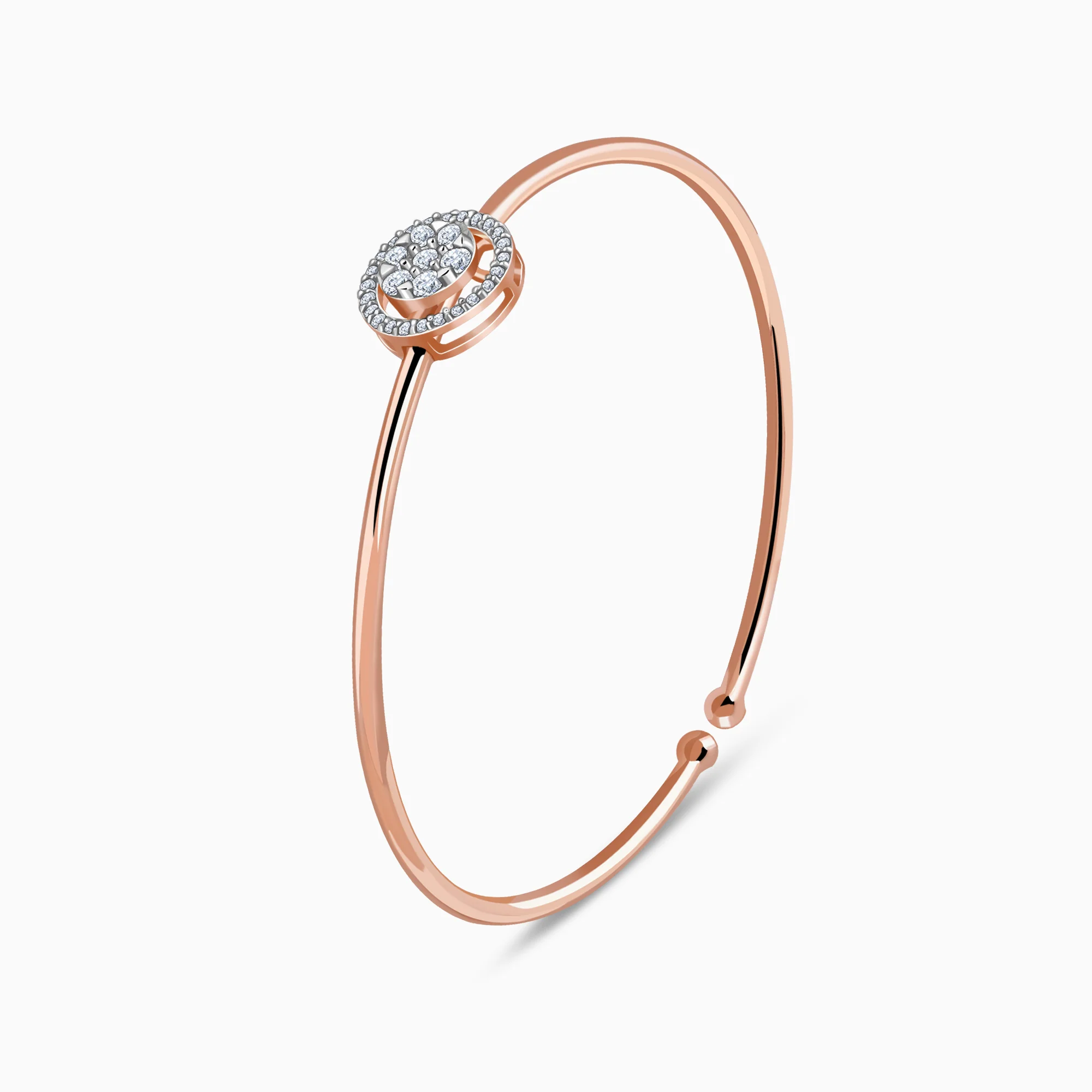 Rose Gold Aster Halo Lab Grown Diamond Bangle - Image 4