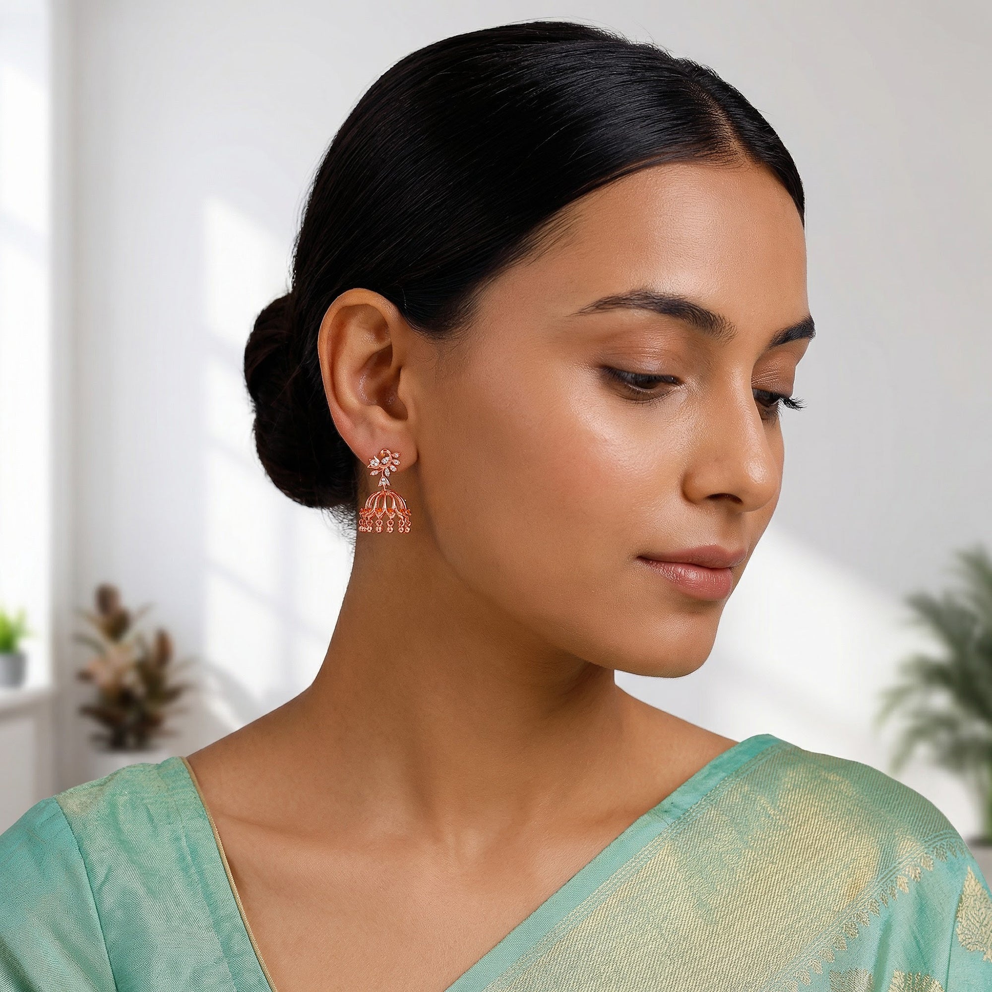 Rose Gold Ataecina Jhumki - Image 3