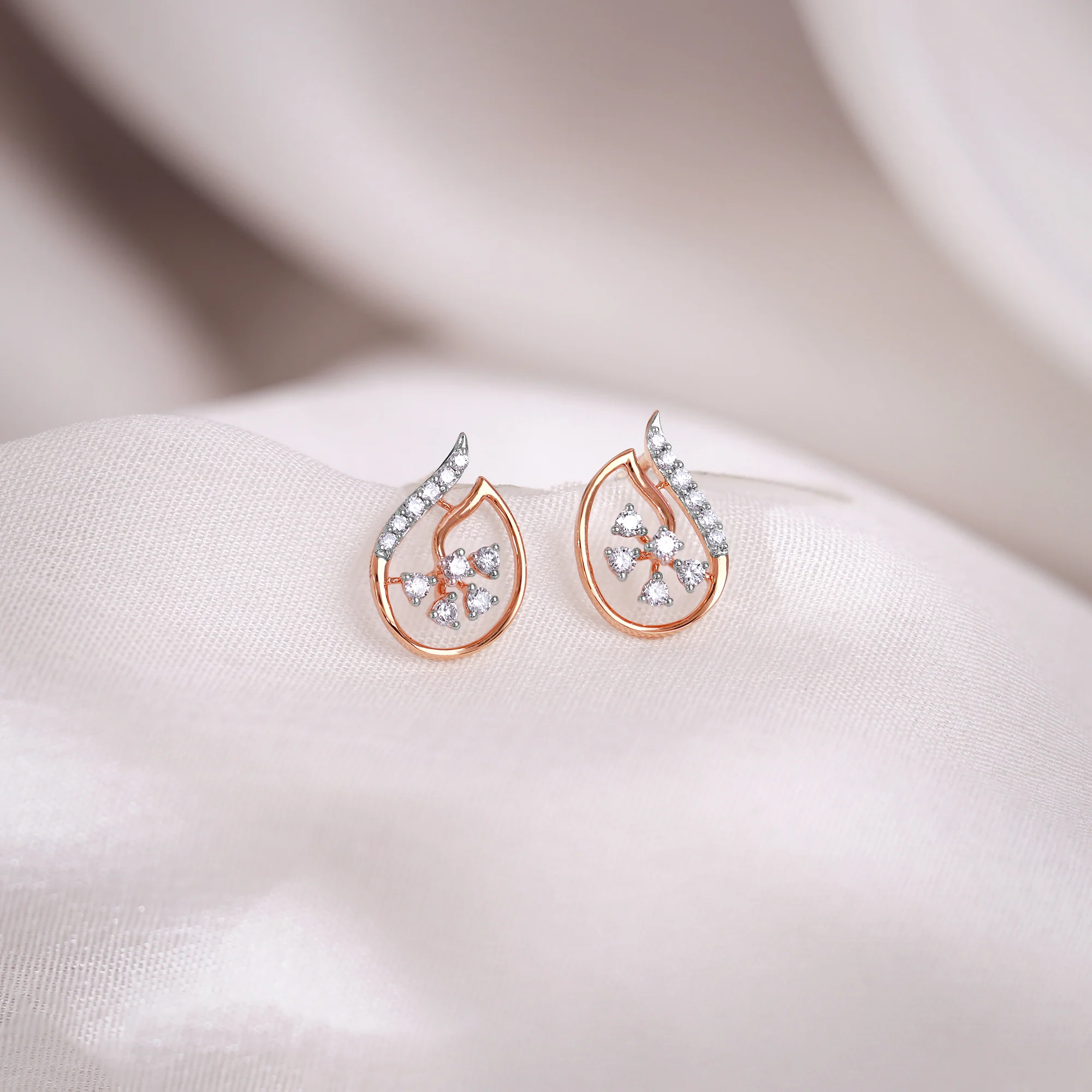Rose Gold Aurelia Blossom Lab Grown Diamond Earrings - Image 2