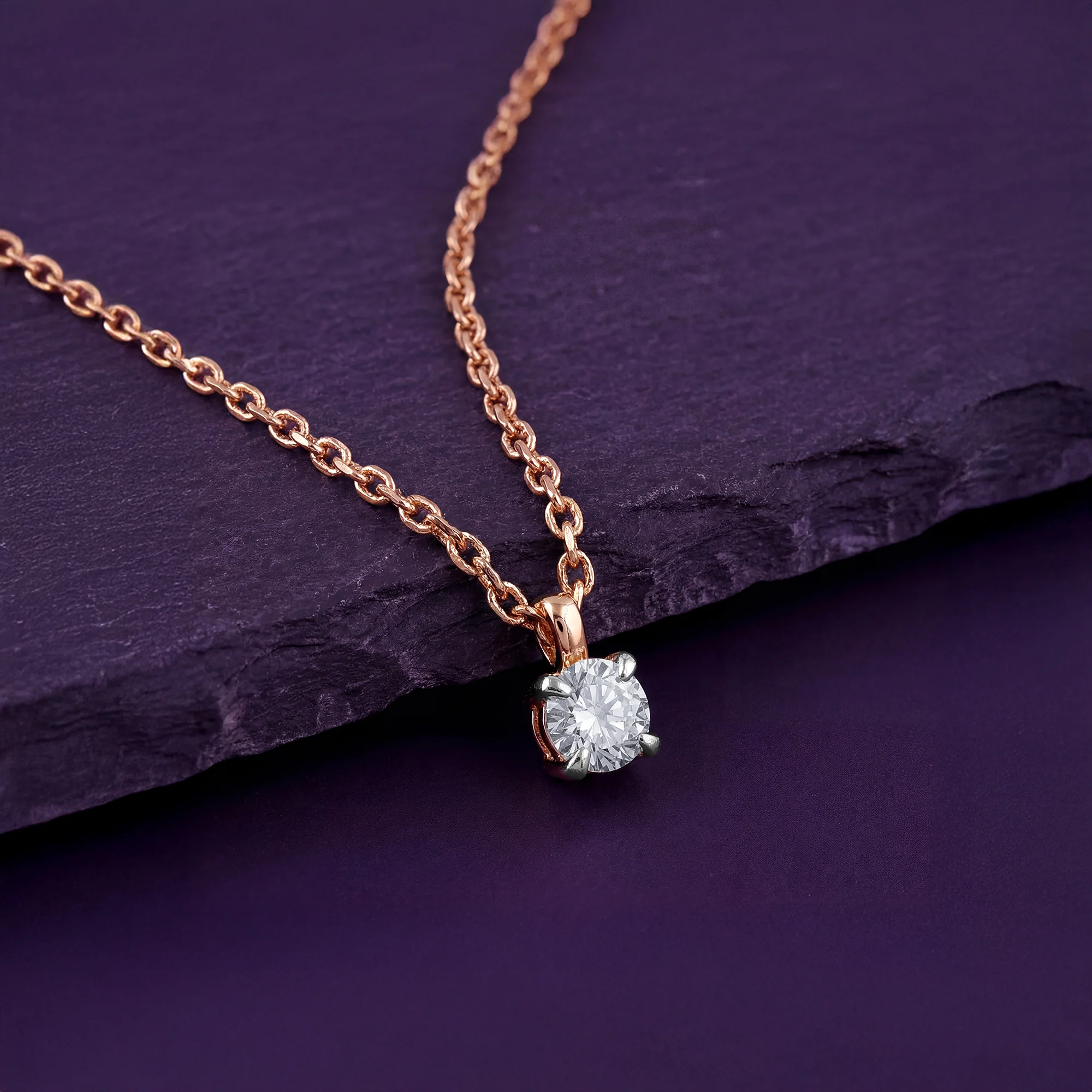 Rose Gold Aurora Gem Lab Grown Diamond Solitaire Pendant - Image 2