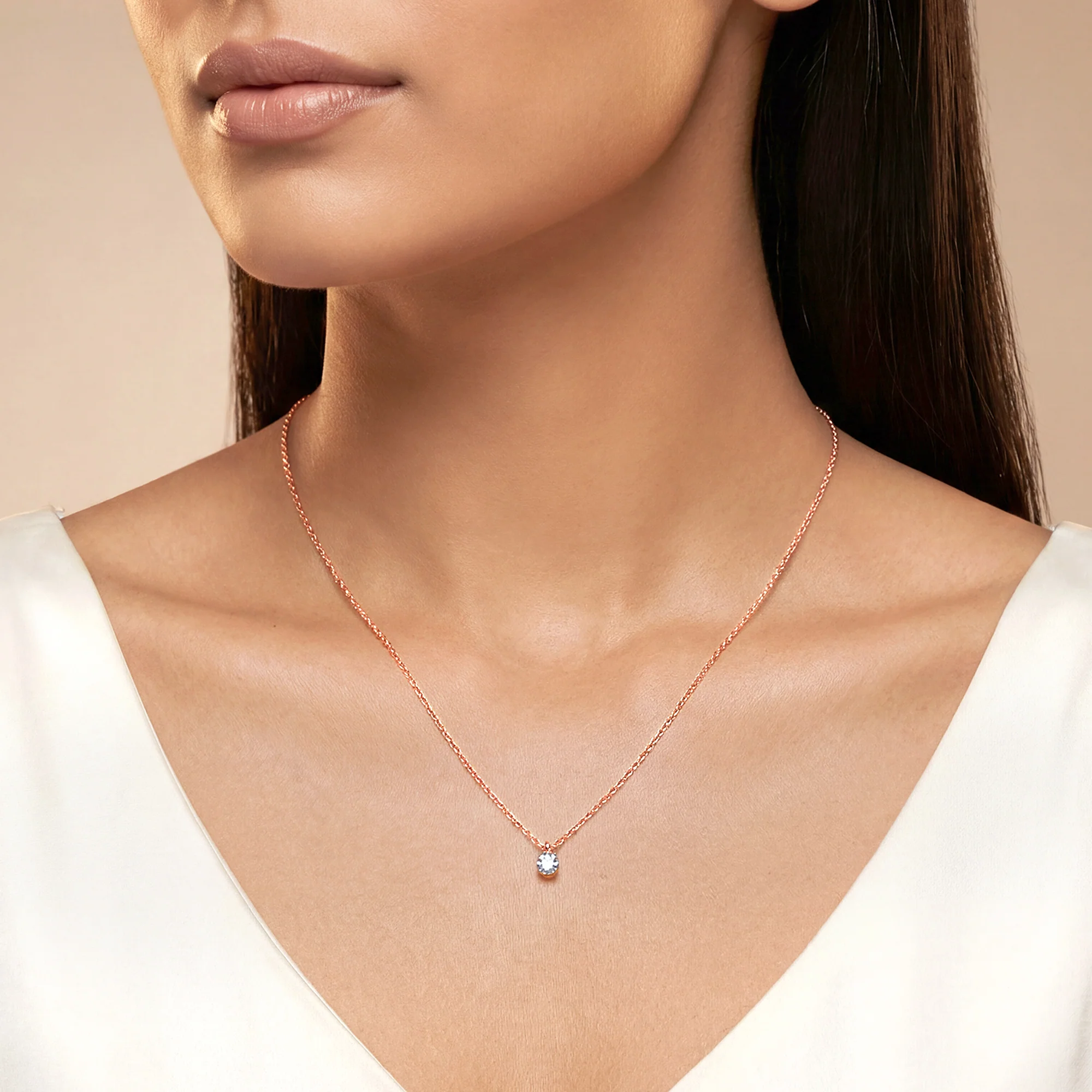 Rose Gold Aurora Gem Lab Grown Diamond Solitaire Pendant - Image 3