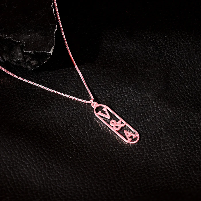 Rose Gold Bar Initial Personalised Pendant For Him - Image 2