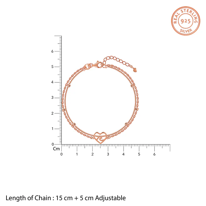 Rose Gold Beaded Heart Layered Bracelet - Image 4