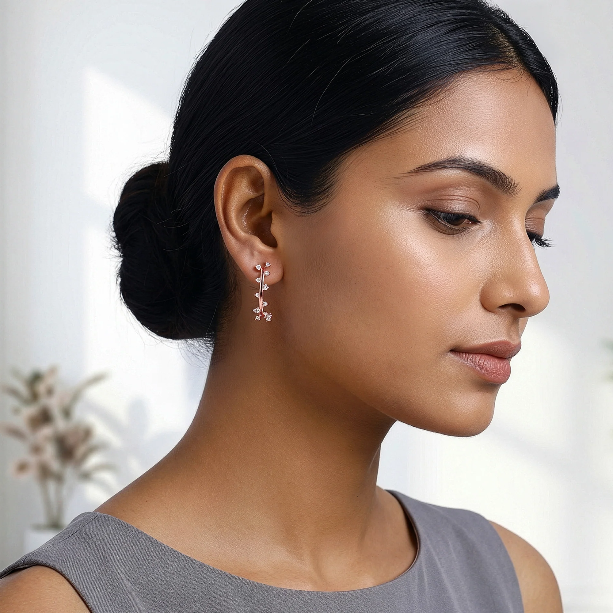 Rose Gold Beautiful Things J Hoop Earrings - Image 3
