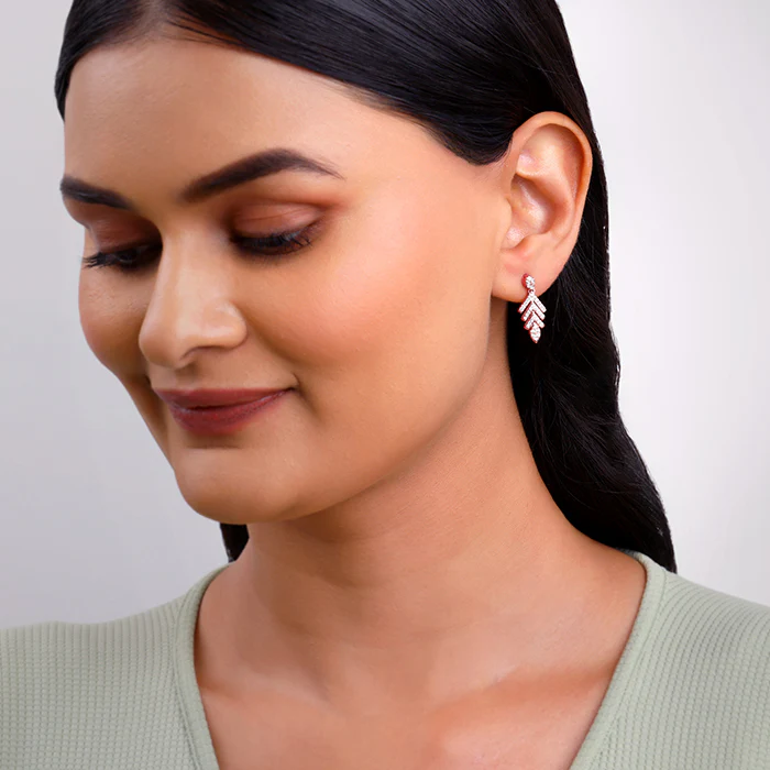 Rose Gold Belle Leaf Earrings - Image 3