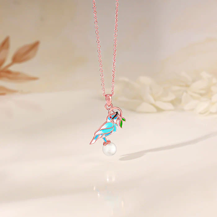 Rose Gold Blissful Bird Pendant With Link Chain - Image 2