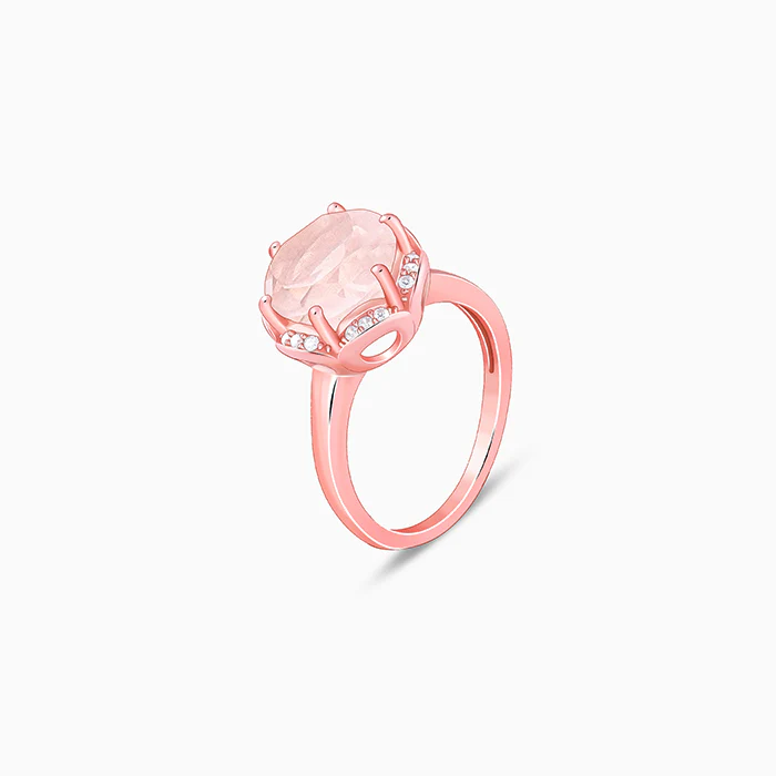 Rose Gold Bloom Rose Quartz Ring - Image 4