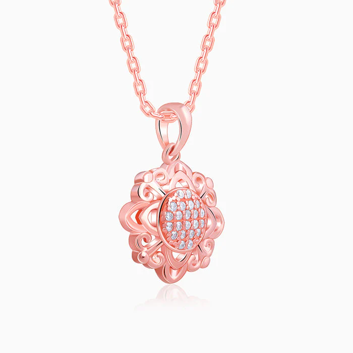 Rose Gold Bloomie Pendant With Link Chain - Image 4