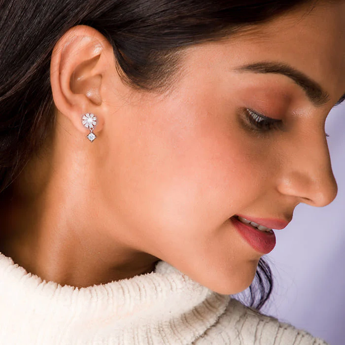 Rose Gold Floral Earrings - Image 3