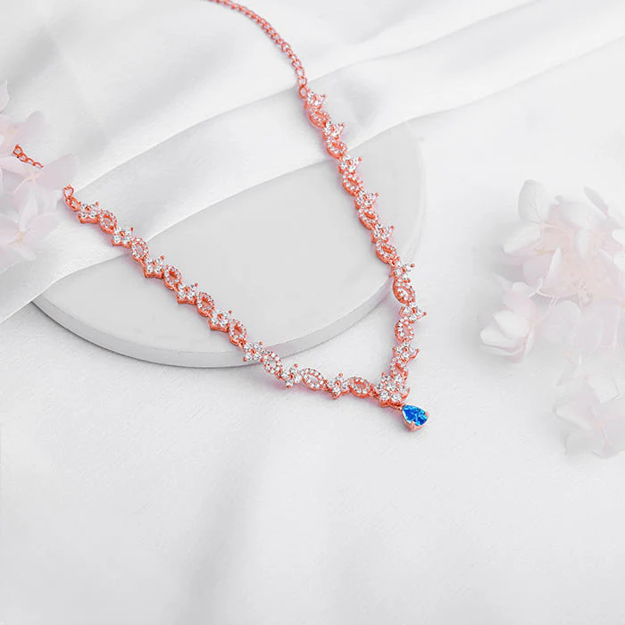 Rose Gold Blue Moon Necklace - Image 2