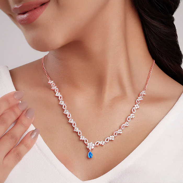 Rose Gold Blue Moon Necklace - Image 3