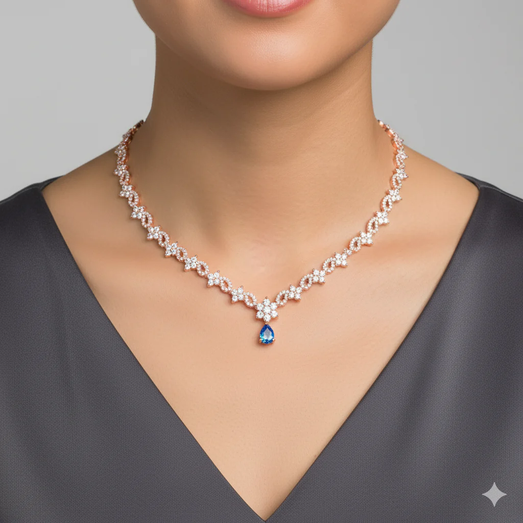 Rose Gold Blue Moon Necklace - Image 5