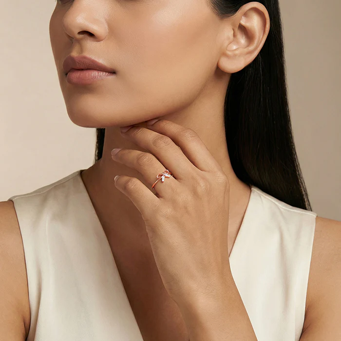 Rose Gold Blush Bow Ring (Size 12) - Image 3