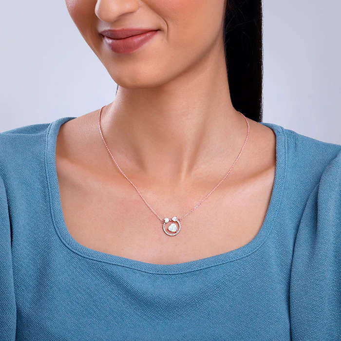Rose Gold Bow Heart Necklace - Image 3