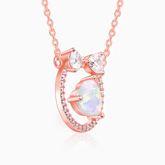 Rose Gold Bow Heart Necklace - Image 4