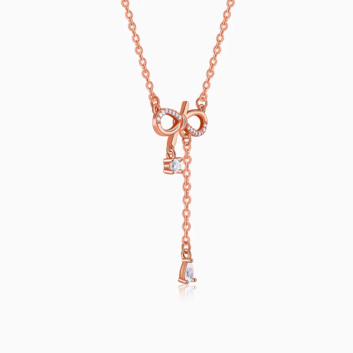 Rose Gold Bow Shine Necklace - Image 4