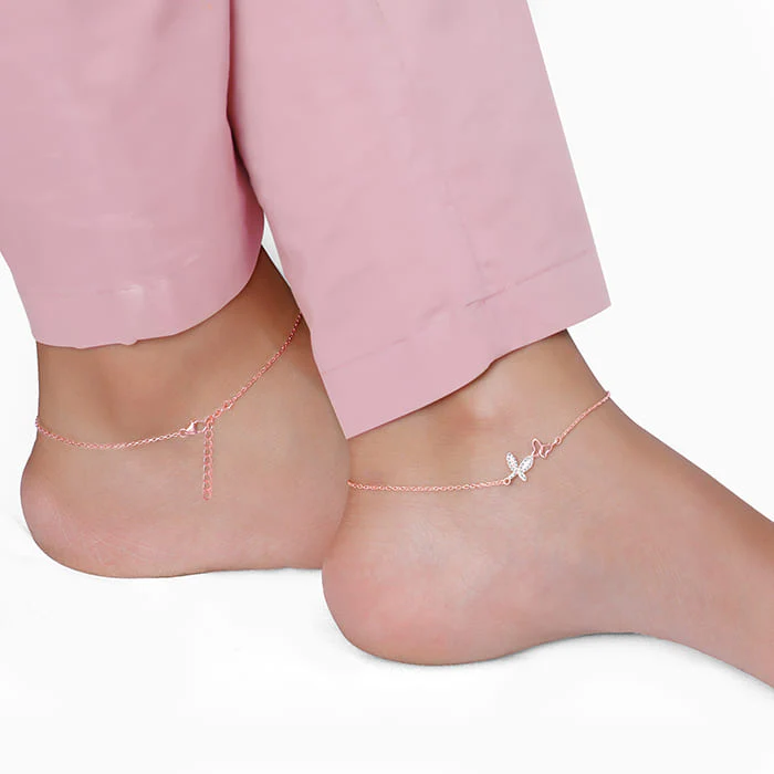 Rose Gold Butterfly Duo Anklet