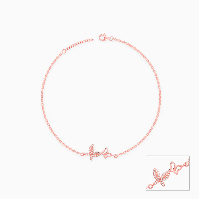 Rose Gold Butterfly Duo Anklet - Image 3