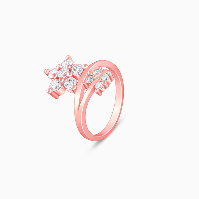 Rose Gold Butterfly Flower Ring - Image 5