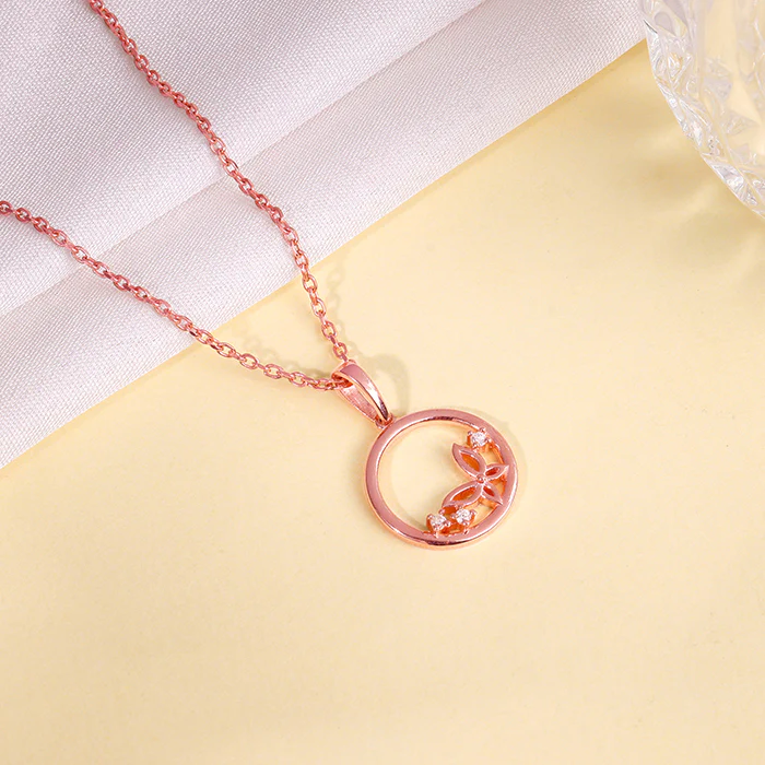Rose Gold Butterfly Pendant with Link Chain - Image 2