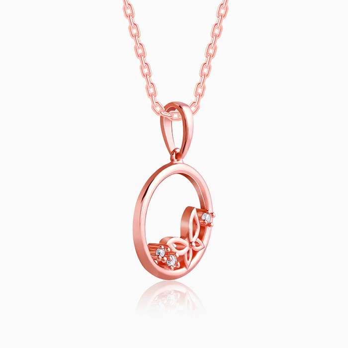 Rose Gold Butterfly Pendant with Link Chain - Image 4