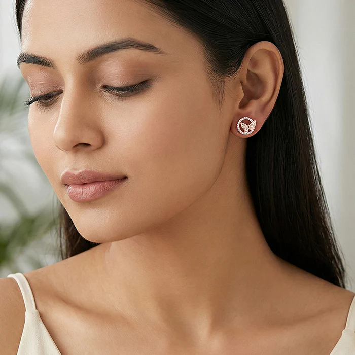 Rose Gold Butterfly Studs - Image 3