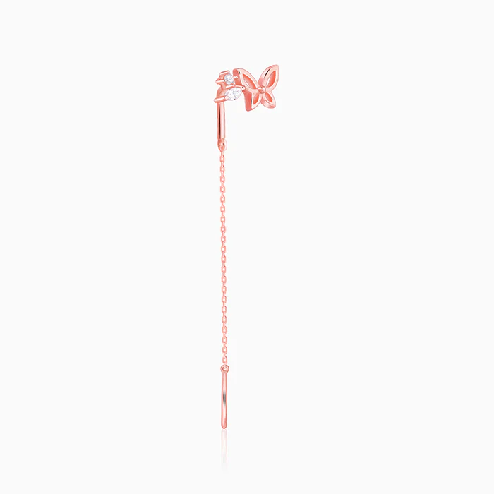 Rose Gold Butterfly Sui Dhaga Earrings - Image 4