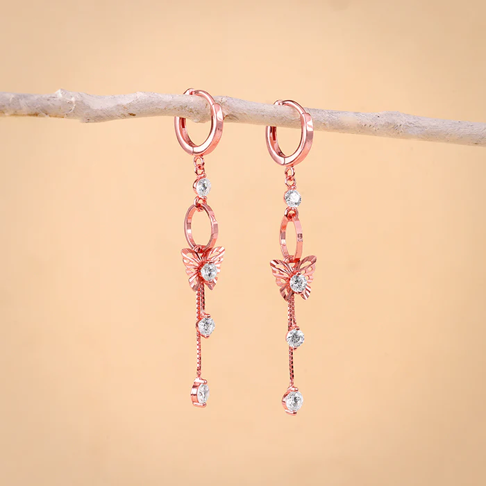 Rose Gold Charming Butterfly Earrings - Image 2