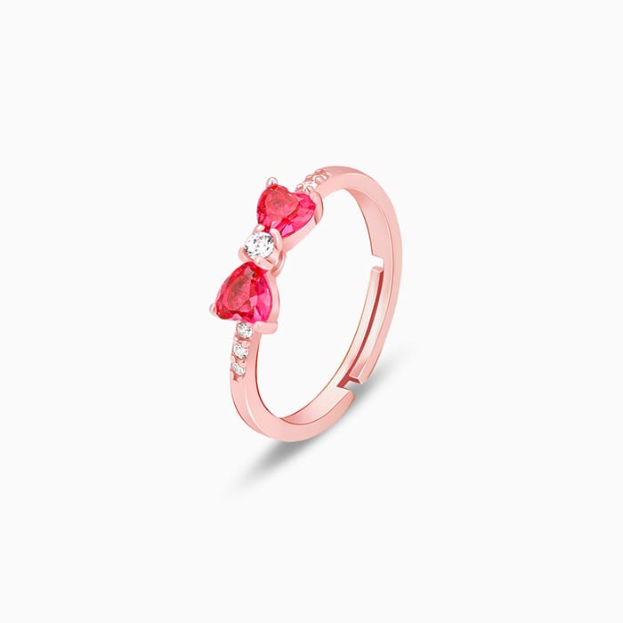 Anushka Sharma Rose Gold Cherry Bow Heart Ring - Image 5