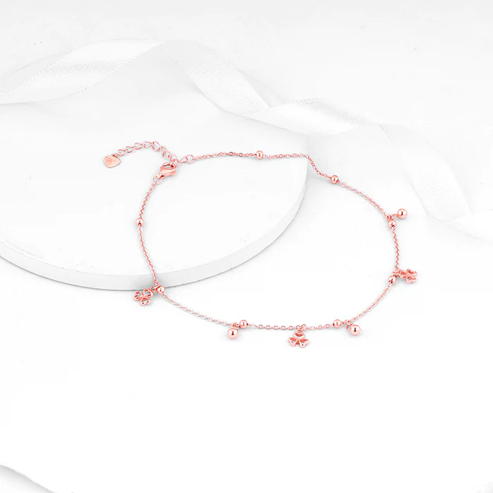 Rose Gold Chiming Clubs Anklet - Image 2