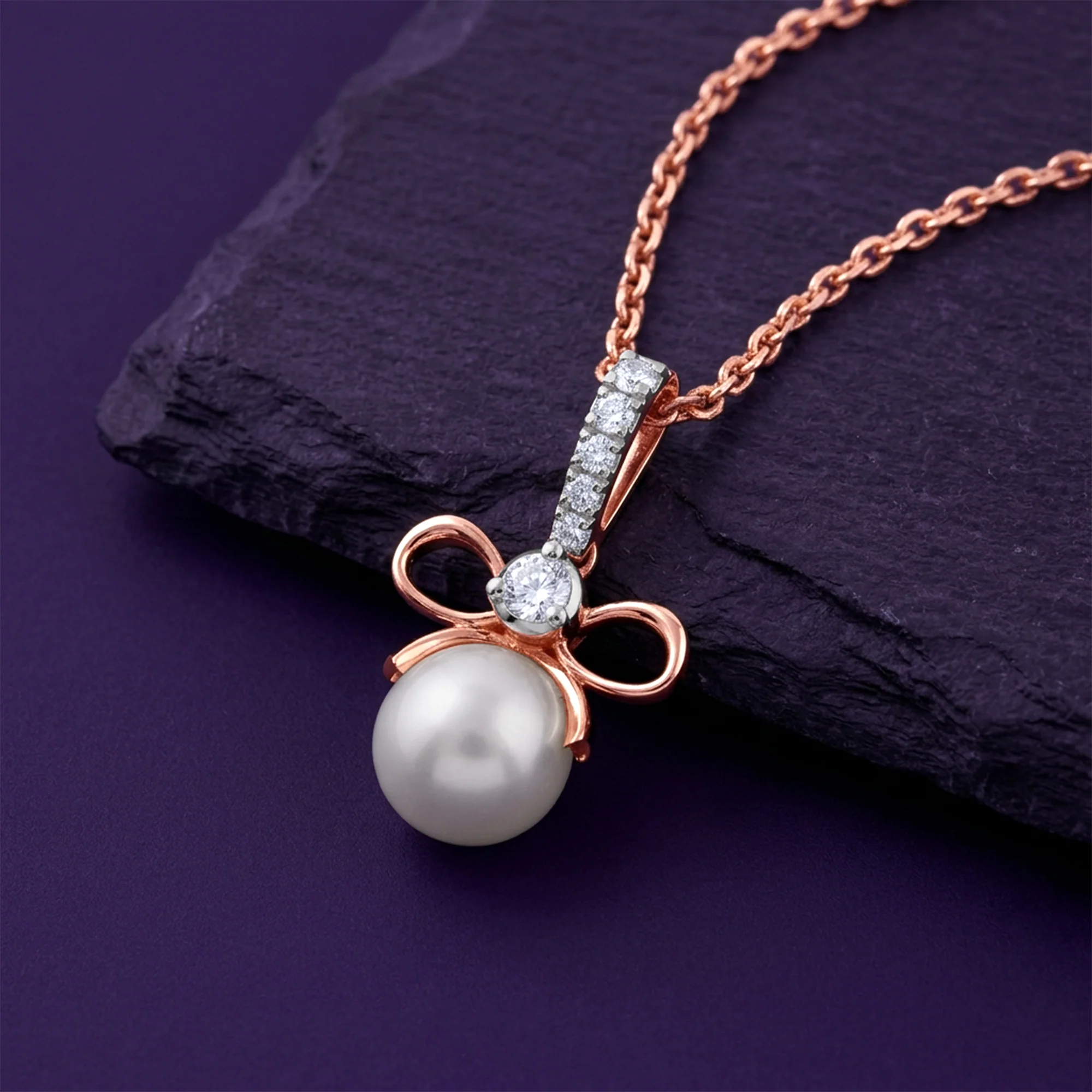 Rose Gold Cielo Bow Lab Grown Diamond Pendant - Image 2